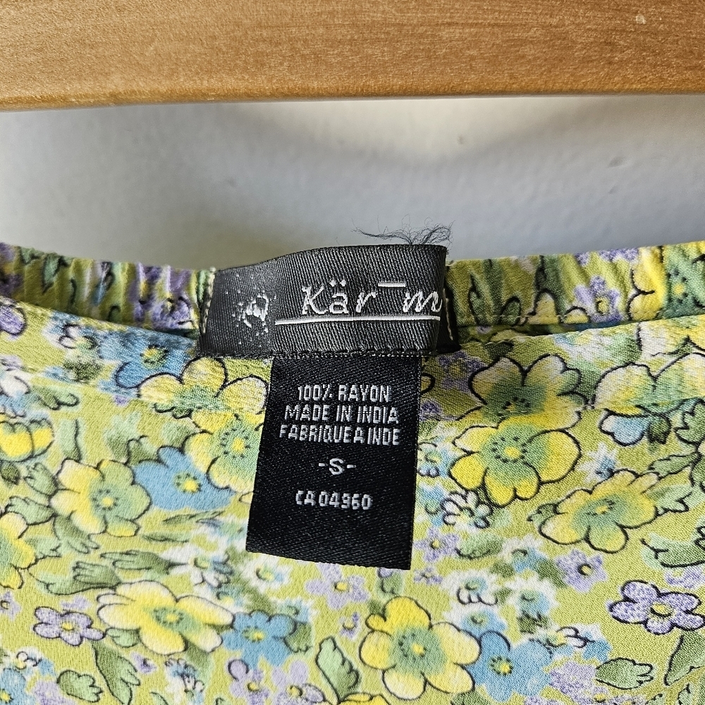 Vintage 90s Floral Ruffle Skirt Size S Karma Midi - Picture 6 of 6